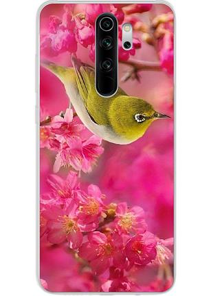 Силиконовый чехол бампер для xiaomi redmi note 8 pro с картинкой птица