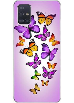 Силіконовий чохол бампер для samsung a51 2020 galaxy a515 з картинкою яскраві метелики