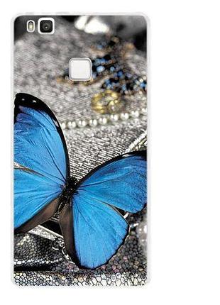 Силиконовый бампер с принтом для huawei p9 lite бабочка