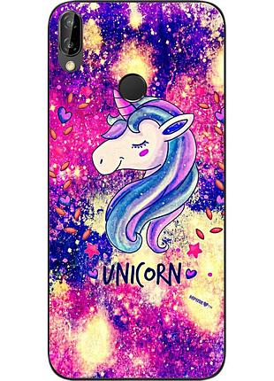 Силиконовый чехол бампер для huawei p20 lite с картинкой красивый единорог