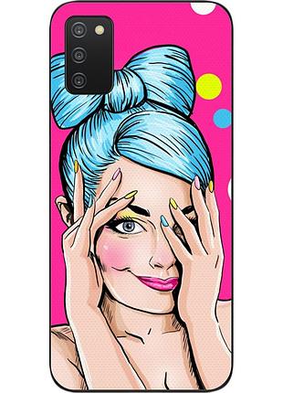 Силиконовый чехол для samsung a03s galaxy a037 с картинкой девушка поп арт