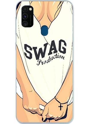 Бампер силиконовый для samsung m30s galaxy m307f с картинкой swag