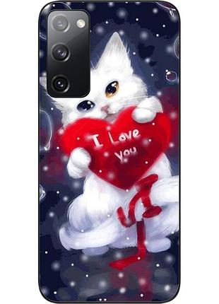 Силиконовый чехол epik для samsung galaxy s20 fe с картинкой котик с сердцем
