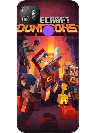 Силиконовый чехол с картинкой для tecno pop 4 игра майнкрафт