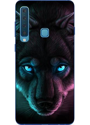 Силіконовий чохол з малюнком для samsung galaxy a9 2018 вовк з блакитними очима