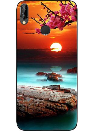 Силиконовый чехол для huawei p20 lite с картинкой красивый закат