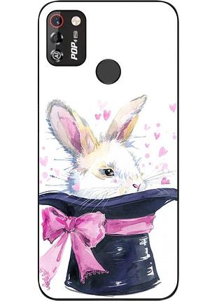 Чехол силиконовый для tecno pop 4 pro с картинкой кролик
