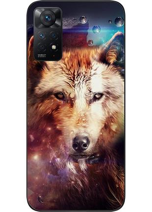Силиконовый чехол для xiaomi redmi note 11 pro с картинкой космический волк