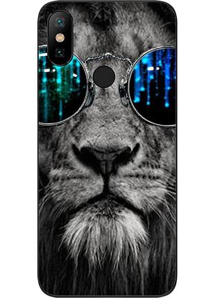 Силіконовий чохол для xiaomi mi a2 з картинкою лев в окулярах