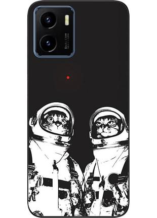 Силиконовый чехол бампер epik для vivo y15s с картинкой космонавты коты