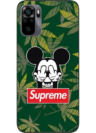 Силиконовый чехол для xiaomi redmi note 10 с картинкой микки supreme