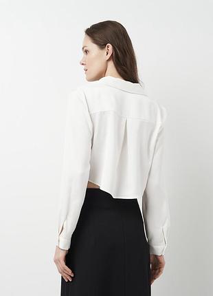 Біла укорочена сатинова рубашка zara 5