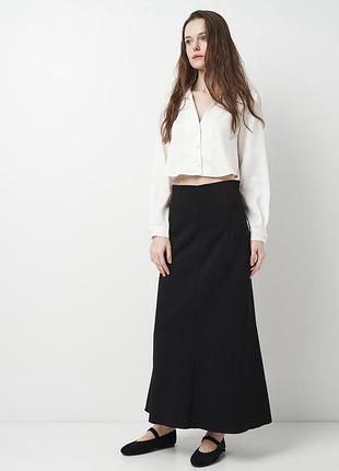 Біла укорочена сатинова рубашка zara 8