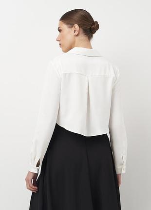 Біла укорочена сатинова рубашка zara 9