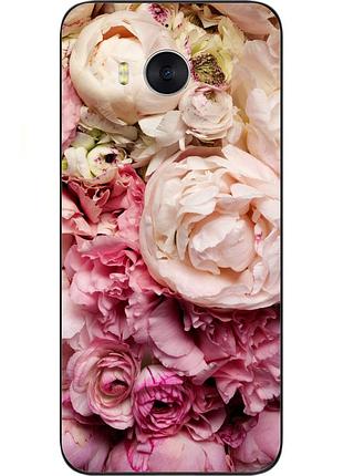 Чехол силиконовый для huawei y5 2017 с картинкой пионы