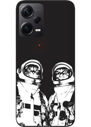 Силиконовый чехол бампер для xiaomi redmi note 12 pro plus 5g с картинкой космонавты коты