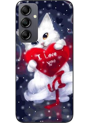 Силіконовий чохол для samsung galaxy a14 з картинкою котик із серцем