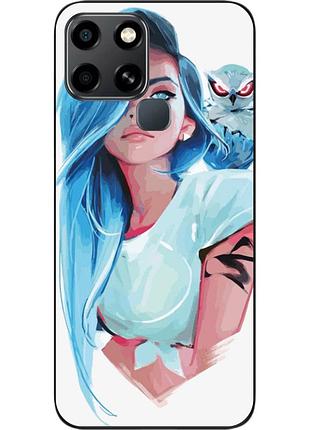 Силіконовий чохол epik для infinix smart 6 з картинкою дівчина із совою
