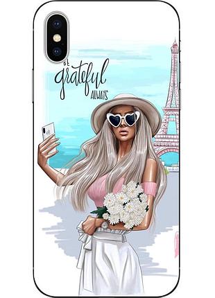 Бампер силиконовый чехол для iphone xs с картинкой селфи