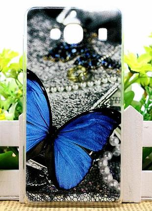 Силиконовый чехол накладка для xiaomi redmi 2 с картинкой бабочка