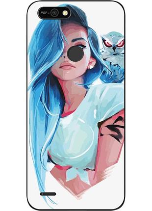 Силіконовий чохол для tecno pop 2f з картинкою дівчина з совою