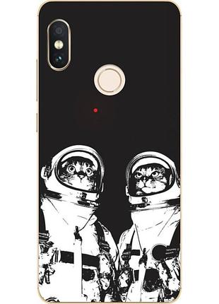 Силіконовий чохол бампер для xiaomi redmi note 5 з картинкою космонавти коти