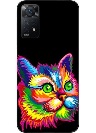 Силиконовый чехол для xiaomi redmi note 11 pro с картинкой яркий кот