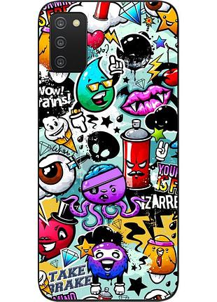 Силиконовый чехол для samsung a03s galaxy a037 с картинкой стикеры