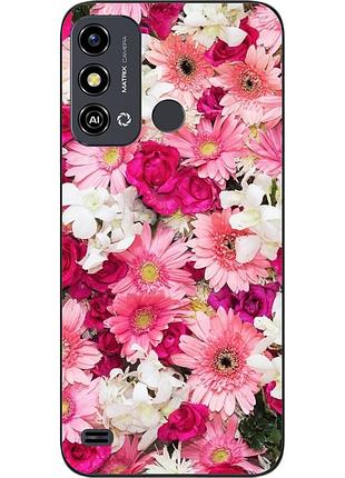 Силиконовый чехол бампер для zte blade a53 с картинкой нежные цветы