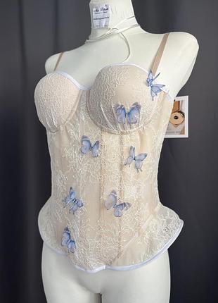 Корсет з бочками miss blackk мереживний у розмірі 80в 80с 85в 85с 90в 90с регулюється на шнурівці з металевими кісточками