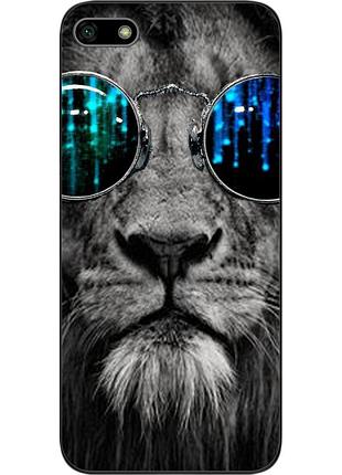 Силіконовий чохол для huawei y5 2018 з картинкою лев в окулярах