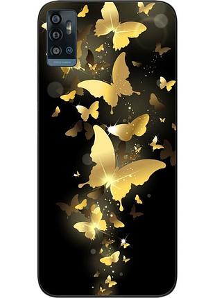 Силіконовий чохол для zte blade a71 з картинкою золоті метелики