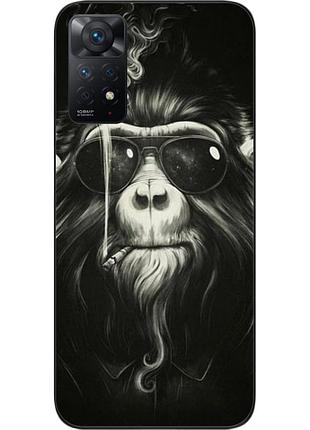 Силиконовый чехол для xiaomi redmi note 11 pro с картинкой обезьяна в очках