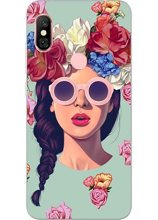Бампер силиконовый чехол с картинкой для xiaomi redmi note 6 pro девушка