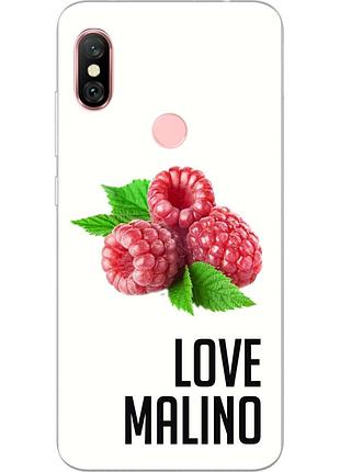 Антибрендовый силиконовый чехол для xiaomi redmi note 6 pro с картинкой love malino