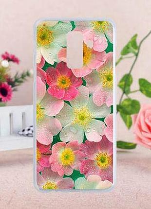 Оригинальный чехол накладка для samsung a6 plus 2018 galaxy a605f с картинкой цветы с росой