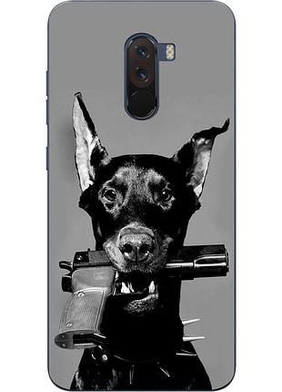 Силиконовый чехол с рисунком для xiaomi pocophone f1 собака с пистолетом