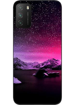 Силиконовый чехол бампер для xiaomi poco m3 с картинкой звезды