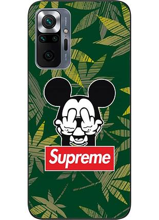 Силиконовый чехол для xiaomi redmi note 10 pro с картинкой микки supreme