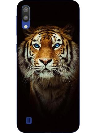 Силіконовий чохол бампер для samsung galaxy m10 / a10 з картинкою тигр на чорному тлі