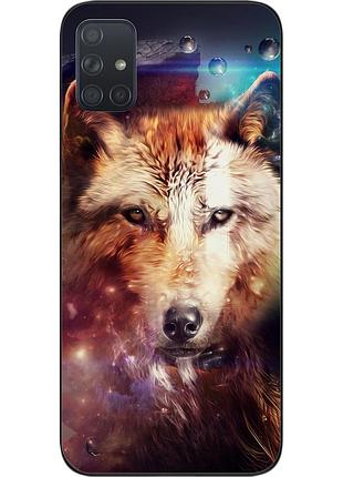 Силіконовий чохол для samsung a71 galaxy a715f з картинкою космічний вовк