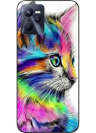 Силіконовий чохол для realme c35 з картинкою різнобарвний котик