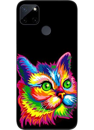 Силиконовый чехол для realme c21y / c25y с картинкой яркий кот