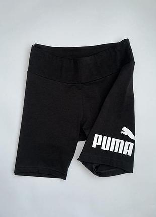 Чорні жіночі велосипедки з логотипом puma ess logo short leggings