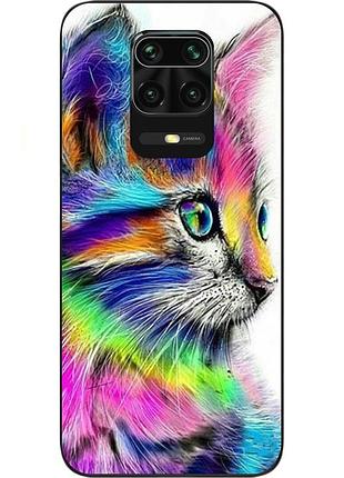Силиконовый чехол для xiaomi redmi note 9s / note 9 pro с картинкой разноцветный котик