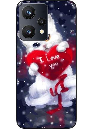 Силиконовый чехол epik для realme 9 4g с картинкой котик с сердцем