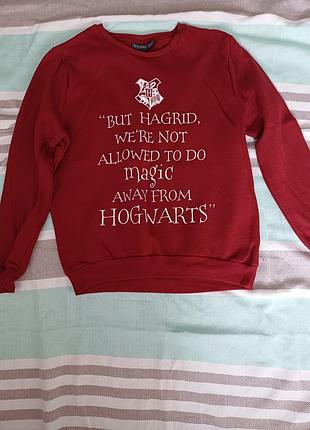 Червоний/бордовий світшот harry potter «but hagrid, we're not allowed...» — m / l (eur 40 / uk 12)
