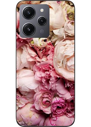 Чехол силиконовый для xiaomi redmi 12 с картинкой пионы
