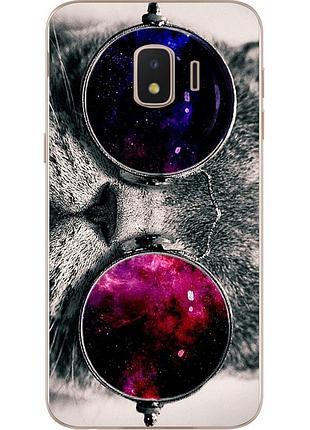 Оригинальный чехол накладка для samsung j2 core j260 galaxy 2018 с картинкой кот в очках космос