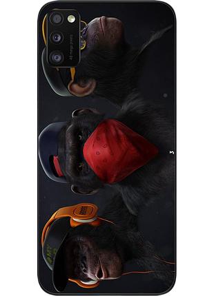 Бампер силиконовый чехол для samsung a41 galaxy a415f с картинкой три обезьяны
